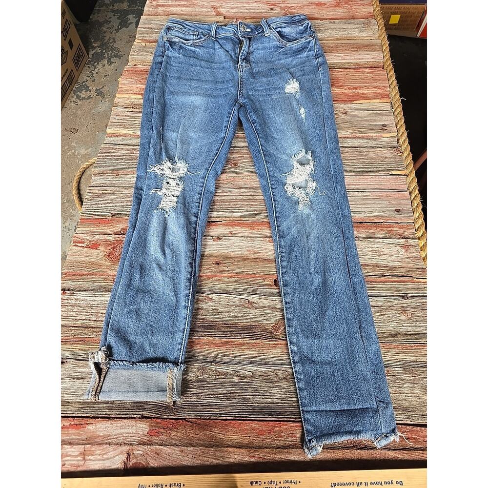 Judy Blue Jeans Women's 9/29 Blue Skinny Fit Stretch Distressed Raw Hem JB8884
